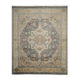 9 x 12  Slate Beige Gray Color Hand Knotted All-Over 100% Wool Traditional Oriental Rug